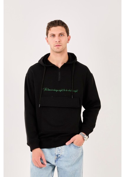 X-4005 Kapüşonlu Yarım Fermuarlı Sweat fiyatları