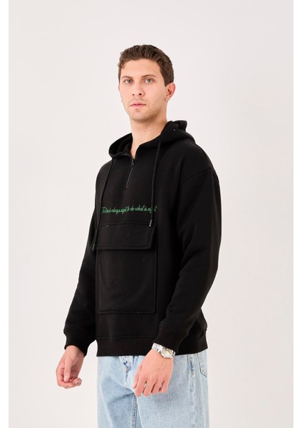 X-4005 Kapüşonlu Yarım Fermuarlı Sweat modelleri