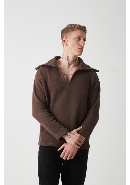 R-5850 Yaka Detaylı Örme Sweat fiyatları