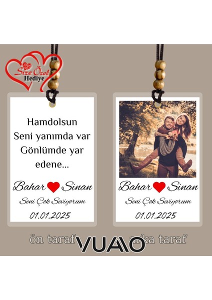 Kişiye Özel Isimli, Fotoğraflı ve Sözlü Araba Süsü - Araba Dikiz Aynası Süsü - Size Özel Hediye modelleri