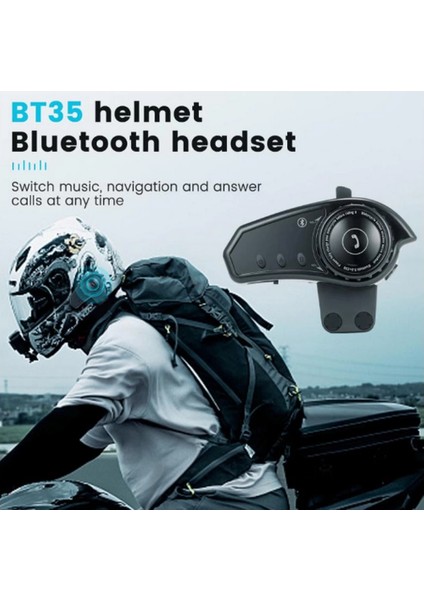 BT35 Kask Kulaklık Bluetooth 5.0 Motosiklet Interkom Su Geçirmez Kablosuz Kulaklık