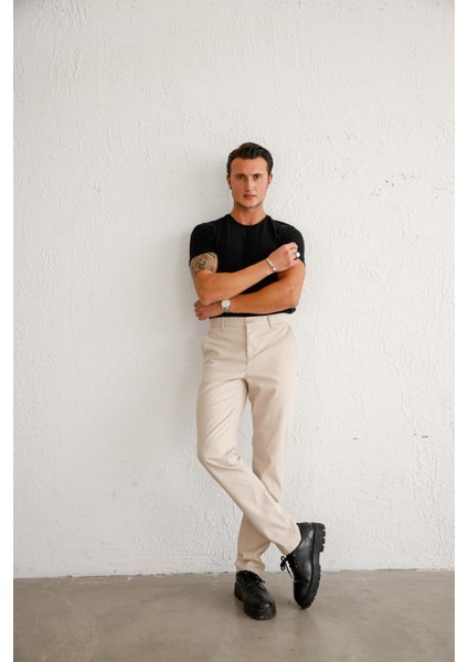 Erkek Armürlü Slim Fit Bej Pantolon fiyatları
