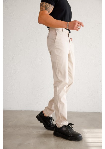 Erkek Armürlü Slim Fit Bej Pantolon modelleri