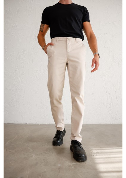 Erkek Armürlü Slim Fit Bej Pantolon indirimleri