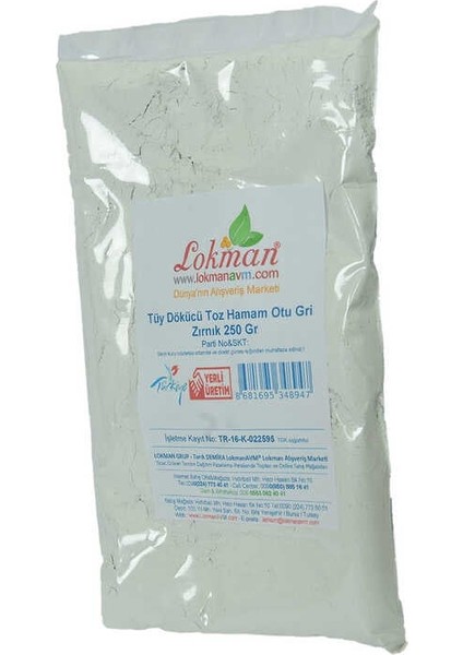 Tüy Dökücü Toz Hamam Otu Gri Zırnık Bay Bayan 250 gr Paket
