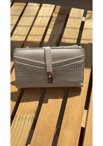 Kadın Trend Dokulu Portföy Cüzdan - Fermuarlı ve Kartlık Bölmeli