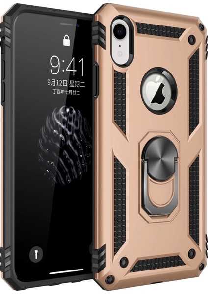 Bfs iPhone Xr Kılıf Sofya Yüzüklü Silikon Kapak - Gold