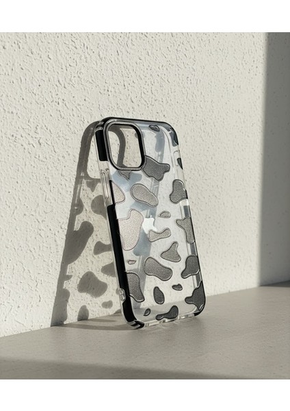 Iphone 12 Siyah Beyaz Leopar Desen Kılıf