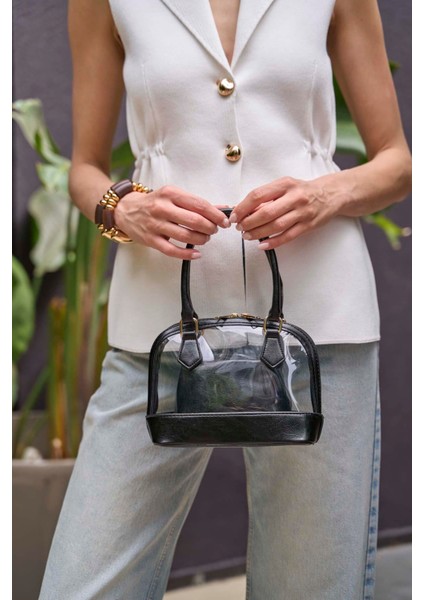 Siyah Kadın Şeffaf Mini El ve Omuz Çantası fiyatları