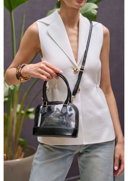 Siyah Kadın Şeffaf Mini El ve Omuz Çantası fırsatları
