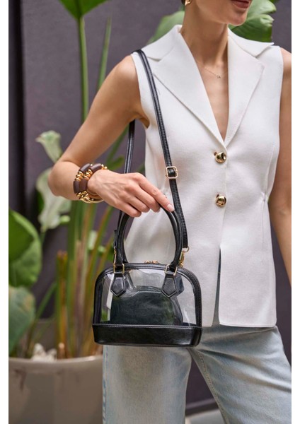 Siyah Kadın Şeffaf Mini El ve Omuz Çantası indirimleri