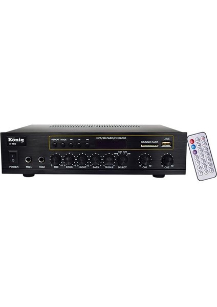 König K-150 - 2X80 Watt Usb/bluetooth/2 Mikrofon Girişli Trafosuz Anfi
