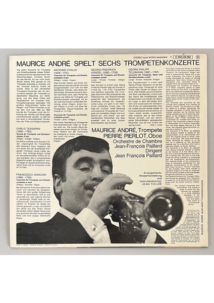 Maurice Andre Spielt Sechs Trompetenkonzerte Lp Plak (Orijinal Dönem Alman Baskı Plak) fiyatları