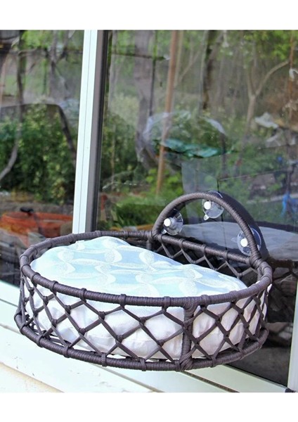 Kedi ve Köpek El Örgüsü Vantuzlu Cam Yatağı, Kedi Hamağı Antrasit modelleri