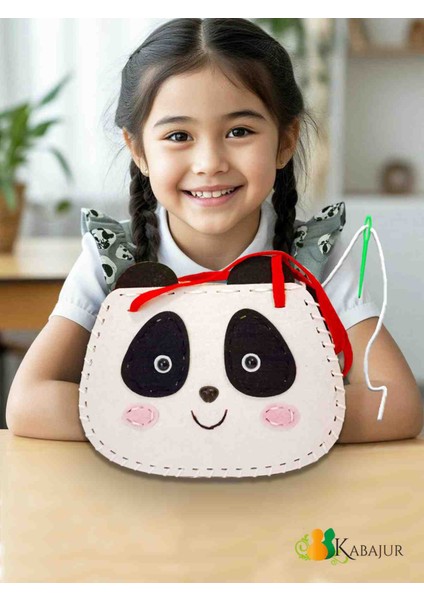 Sevimli Panta Çocuk Çantası Keçe Dikiş Seti - Eğitici Geliştirici Montessori Aktivite