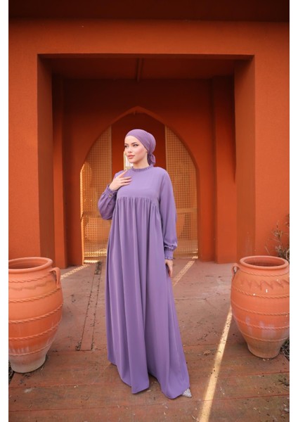 Lila Fırfırlı Robalı Elbise 5062 fırsatları