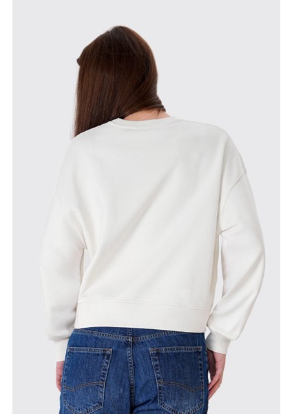 Nakışlı Organik Pamuklu Crop Sweatshirt fiyatları