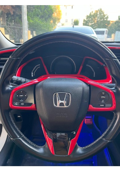 Honda Civicfc5 Fk7 2016-2021 Uyumlu Gösterge Kaplama Kırmızı