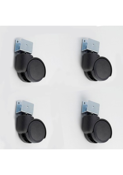 Koltuk Tekeri 4’lü Set Kısa U Tablalı Dönerli Siyah Metal Gövde Dayanıklı Yapı 360 Derece Döner