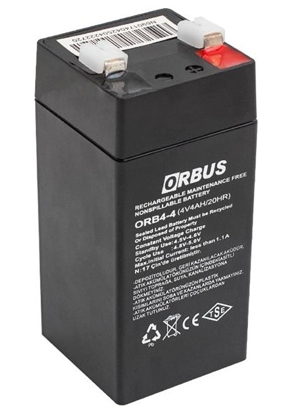 Orbus Orb4-4 4 Volt 4 Amper Dik Akü (45X45X100 Mm)