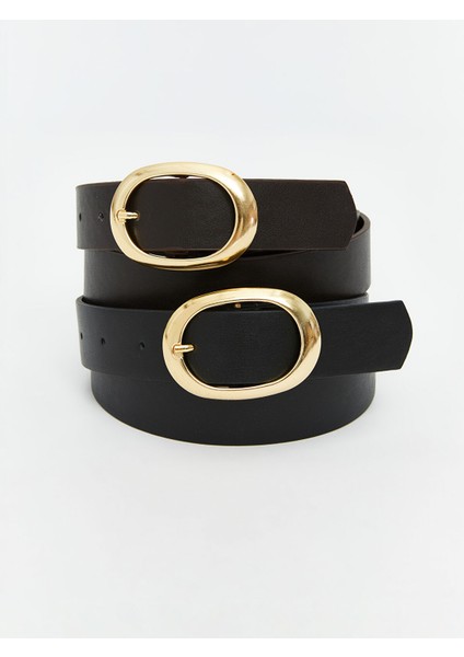 Yeni Sezon Deri Görünümlü Kadın Kemer 2'li