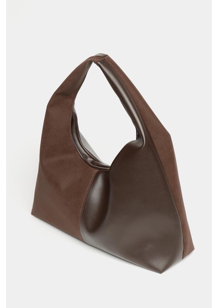Kahverengi Süet ve Pu Deri Kontrast Kadın Shopper Omuz Çantası – Yumuşak Form Vintage Model fiyatları