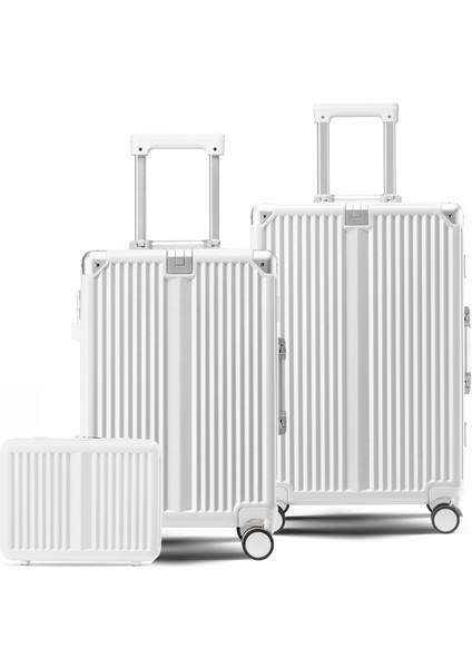Joya Pc Policarbon 3'lü Valiz Seti (Kabin Orta ve Makyaj) Beyaz