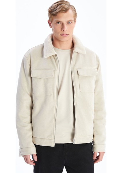 Yeni Sezon Slim Fit Gömlek Yaka Süet Erkek Mont
