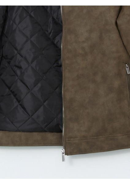 Yeni Sezon Biker Yaka Deri Görünümlü Erkek Ceket fiyatları