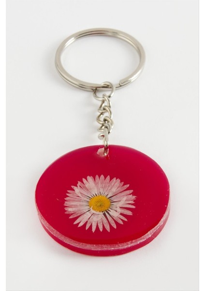 Ds-Derin Papatya Epoksi Anahtarlık-Pembe