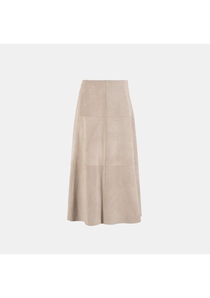 Limited Edition Kadın Pudra Uzun Süet Etek modelleri