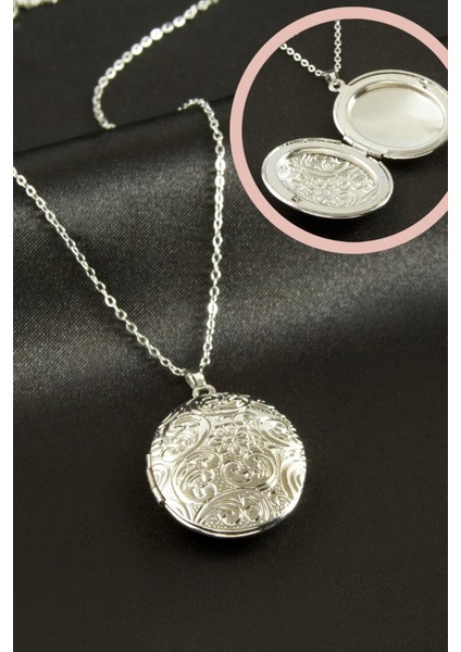 Ds-Derin Oval Kapaklı Çelik Kolye-Sarı