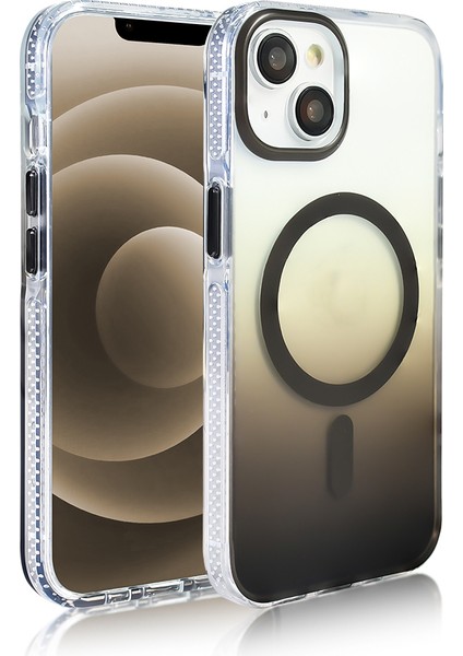 iPhone 14 Uyumlu Kılıf Toros M-Safe Şarj Özellikli Transparan Renk Geçişli Silikon Gri modelleri
