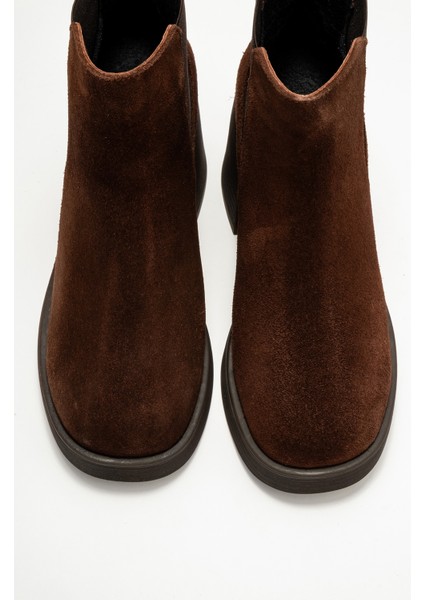 Lysa Kahverengi Süet Lastikli Hakiki Deri Kadın Platform Topuklu Bot fiyatları