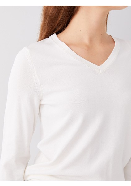 Yeni Sezon V Yaka Düz Uzun Kollu Kadın Triko Kazak fırsatları