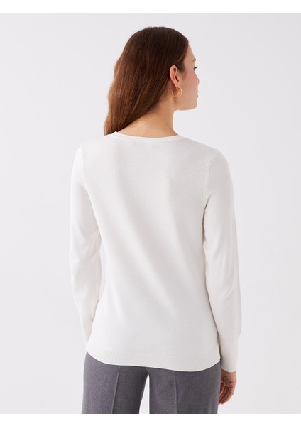 Yeni Sezon V Yaka Düz Uzun Kollu Kadın Triko Kazak indirimleri