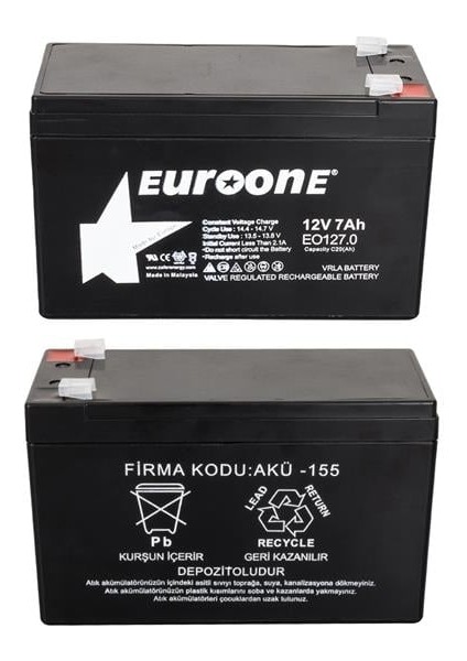 Euroone EO127.0 12 Volt 7 Amper Bakımsız Kuru Akü fiyatları