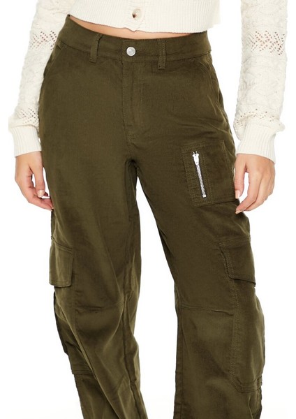 Kadife Straight Kargo Pantolon modelleri