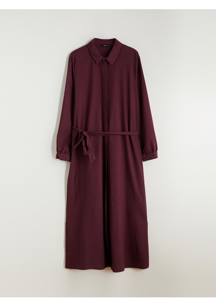 Yeni Sezon Kuşaklı Çizgili Gömlek Elbise