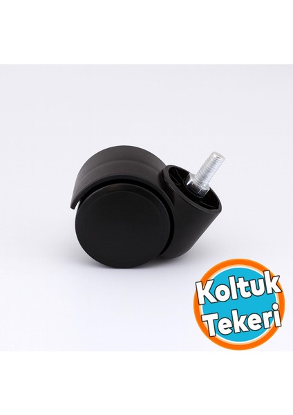 Dönerli Koltuk Tekeri M8 Civatalı Siyah Renk Dayanıklı Plastik Mobilya Sandalye Ofis Yedek Tekerlek