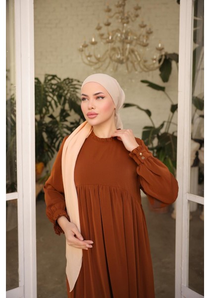 Kahverengi Fırfırlı Robalı Elbise 5062 fiyatları