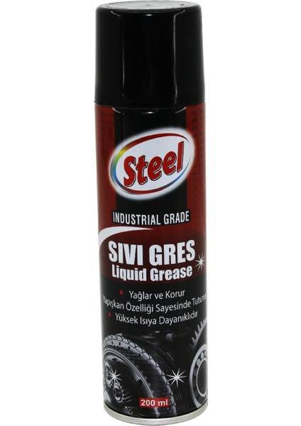Steel St-1304 Sıvı Gres Sprey 200ml Yağlar - Korur - Isıya Dayanıklı (4915) Go-53-vice/(1395)