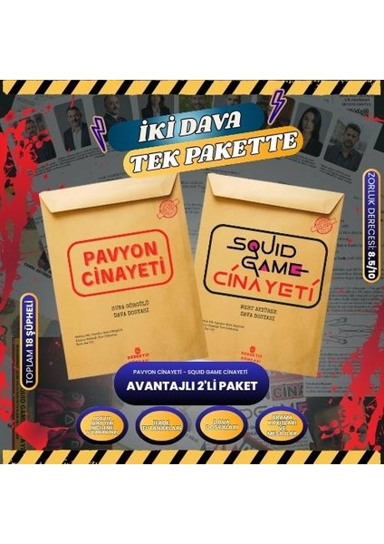2 Dava Dosyası Dedektif Oyunu Cinayet Çözme Suçluyu Bulma Oyunu - Katili Bulma Oyunu - Dava Çözme Oyunu - Pavyon Cinayeti | Squıd Game Cinayeti fiyatları