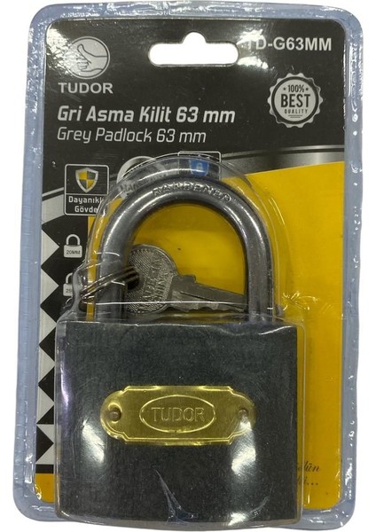 Tudor 63 mm Kısa Gri Asma Kilit