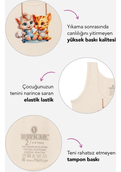 Kız Çocuk Pamuklu Kalın Askılı Renkli Baskılı Klasik Atlet 3'lü Paket 4880 Renkli fiyatları