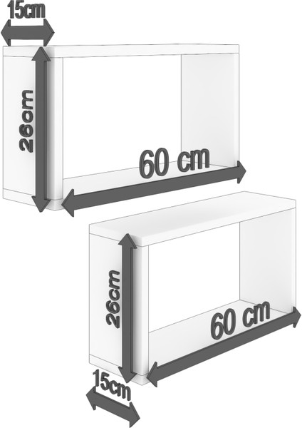 DF05103AC Ikili Dekoratif Raf Kitaplık Duvar Rafı 60X28X15 indirimleri