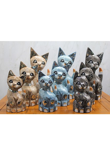 Ahşap 3'lü Kedi Seti 40 cm