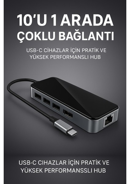 Type-C 10-In-1 USB C Hub Docking Station | 4K Hdmı, RJ45 Ethernet, 5gbps USB 3.0, Sd/tf Kart Okuyucu, 55W Pd Şarj, Çoklu Bağlantı Adaptörü Laptop, Macbook, Pc ve Telefon Uyumlu | HC76 indirimleri