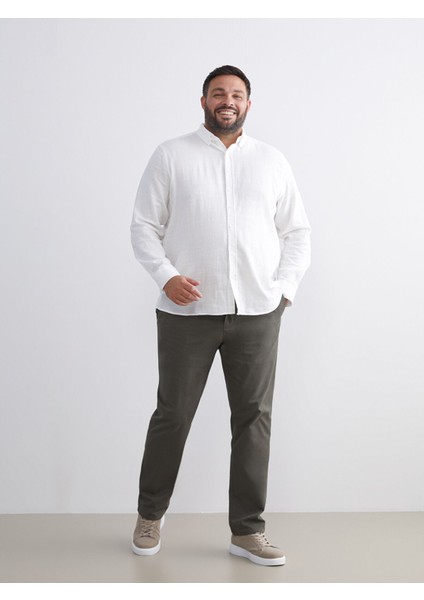 Yeni Sezon Büyük Beden Standart Kalıp Gabardin Erkek Chino Pantolon