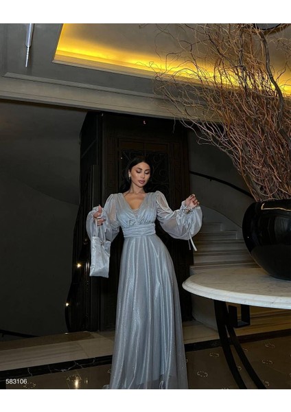 Simli Tül Abiye 583106 Gri fiyatları